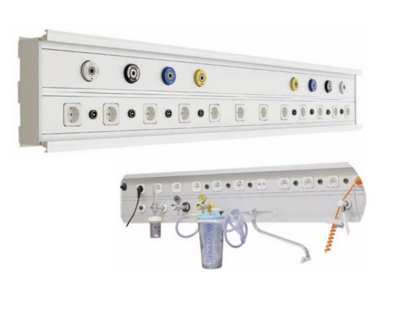 Patient Bed Head Unit with Triple Channel Double Lamp (ICU)